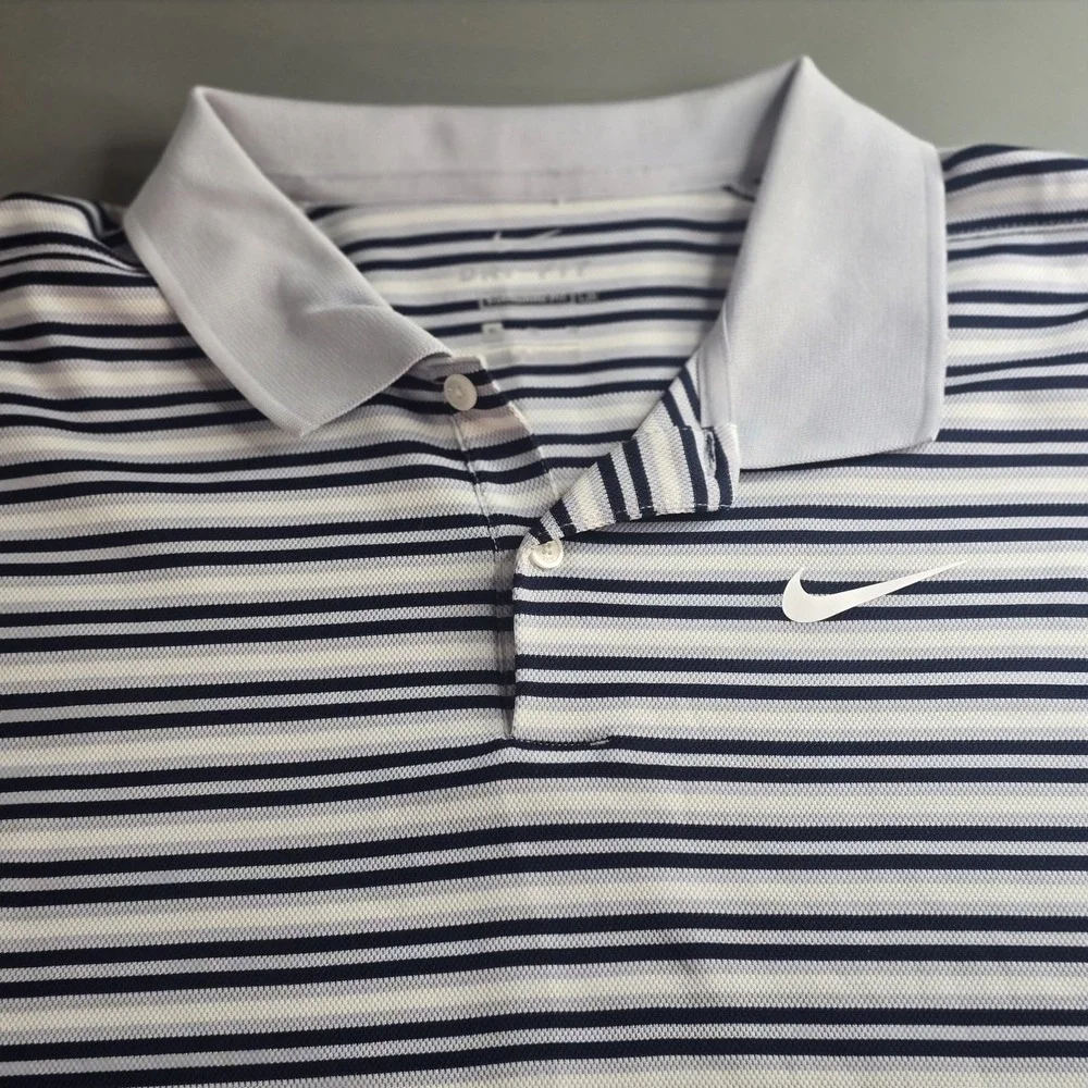 Nike‎ Mens Mesh Standard Fit Short Sleeve Shirt Size XL Striped White